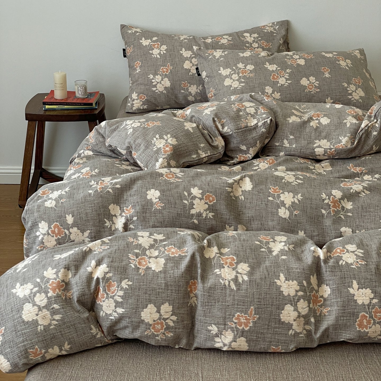 91家纺网 家纺一手货源 找家纺 梦纤绒 2025秋冬新款A类高克重亚麻复古诧季风原麻系列四件套 山居