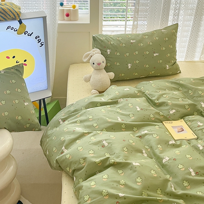 91家纺网 家纺一手货源 找家纺 小叮当家纺仓储工厂店 2025新款13372碎花全棉纯棉四件套 琪琪兔