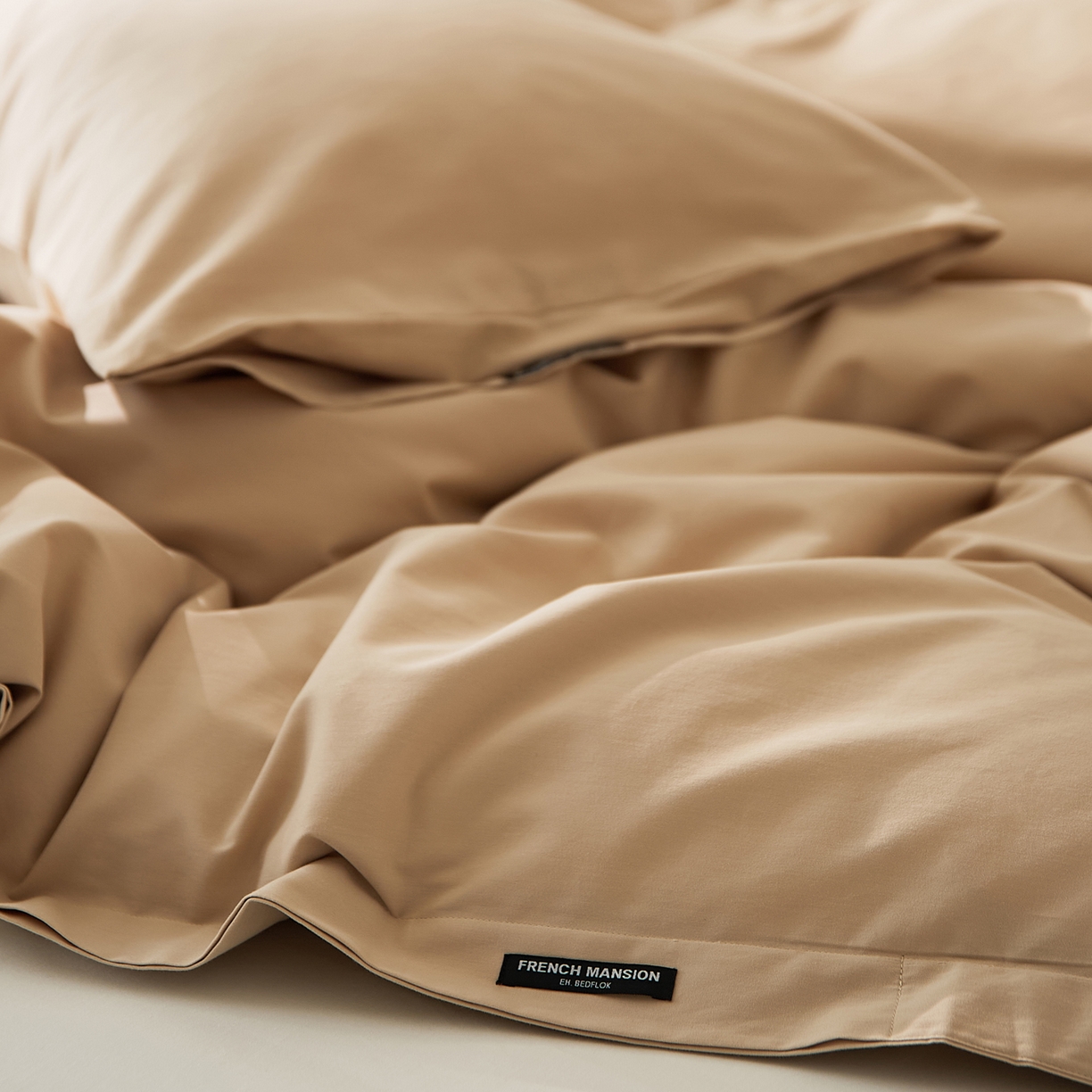 91家纺网 家纺一手货源 找家纺 EH家居 2025新款全棉磨毛纯色单被套-云栖系列 云栖-布丁咖