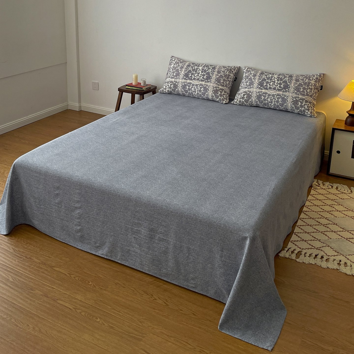 91家纺网 家纺一手货源 找家纺 梦纤绒 2025秋冬新款A类高克重亚麻复古诧季风原麻系列四件套 万象碧螺