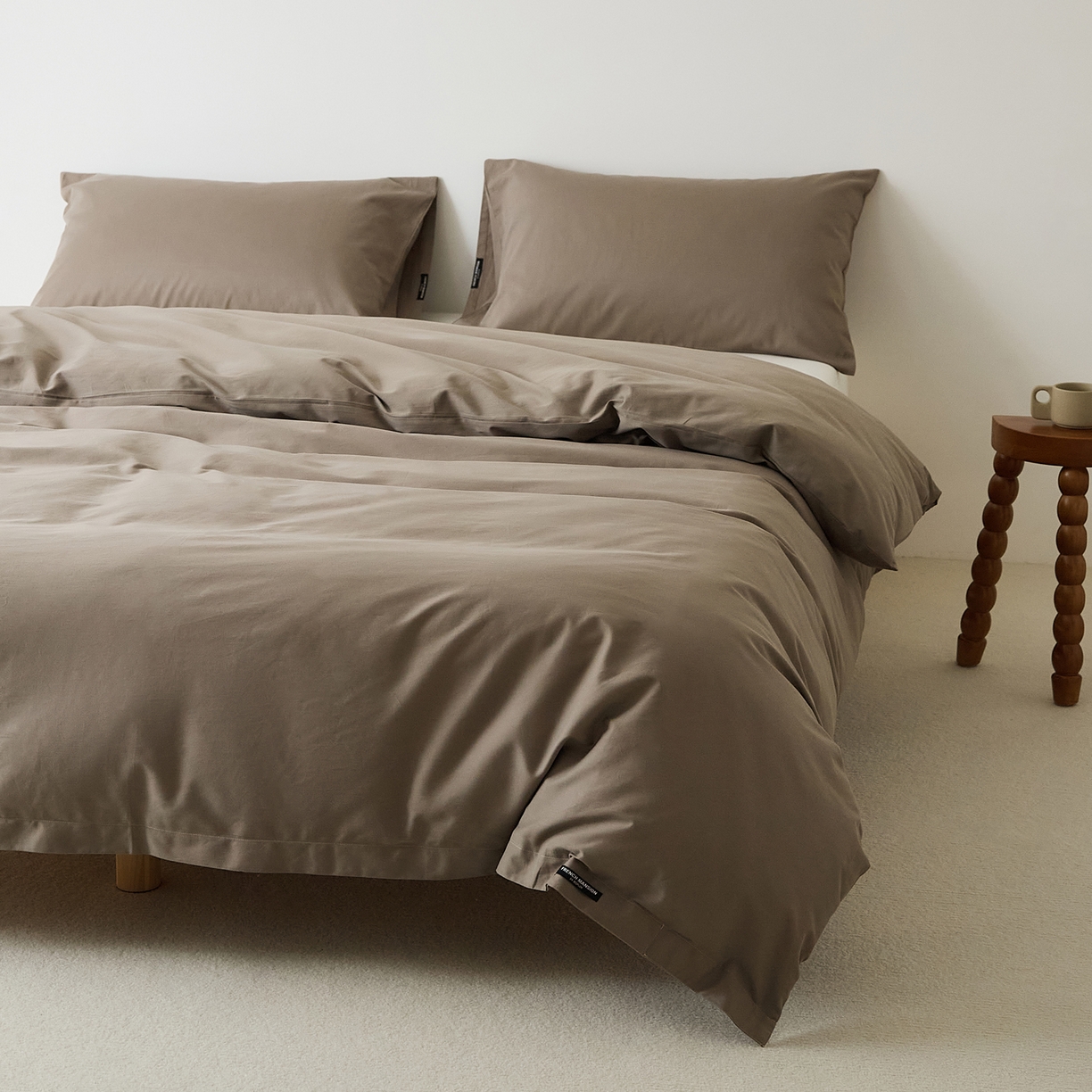 91家纺网 家纺一手货源 找家纺 EH家居 2025新款全棉磨毛纯色单被套-云栖系列 云栖-高级咖