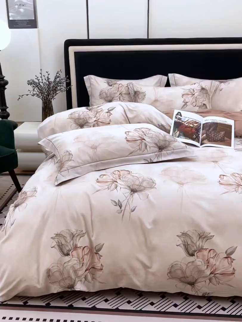 91家纺网 家纺一手货源 找家纺 （总）未来家居 2025新款焕新南疆秋冬全棉加厚磨毛纯色印花四件套