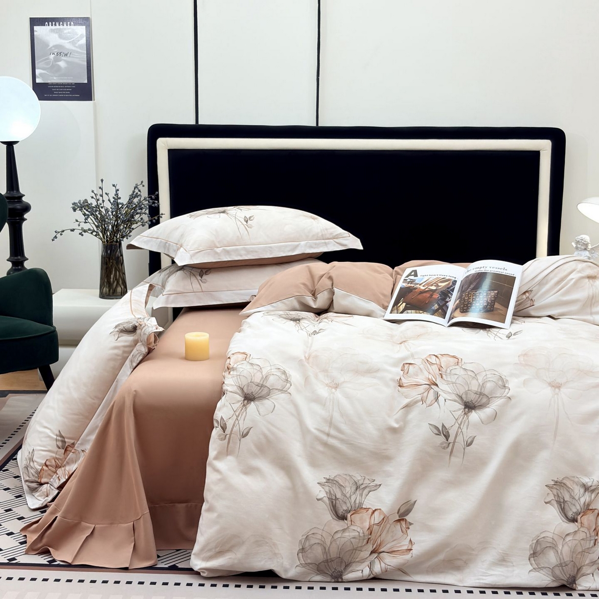 91家纺网 家纺一手货源 找家纺 （总）未来家居 2025新款焕新南疆秋冬全棉加厚磨毛纯色印花四件套