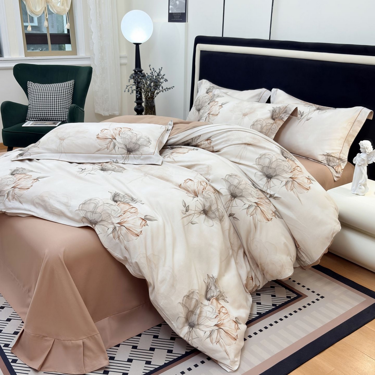 91家纺网 家纺一手货源 找家纺 （总）未来家居 2025新款焕新南疆秋冬全棉加厚磨毛纯色印花四件套