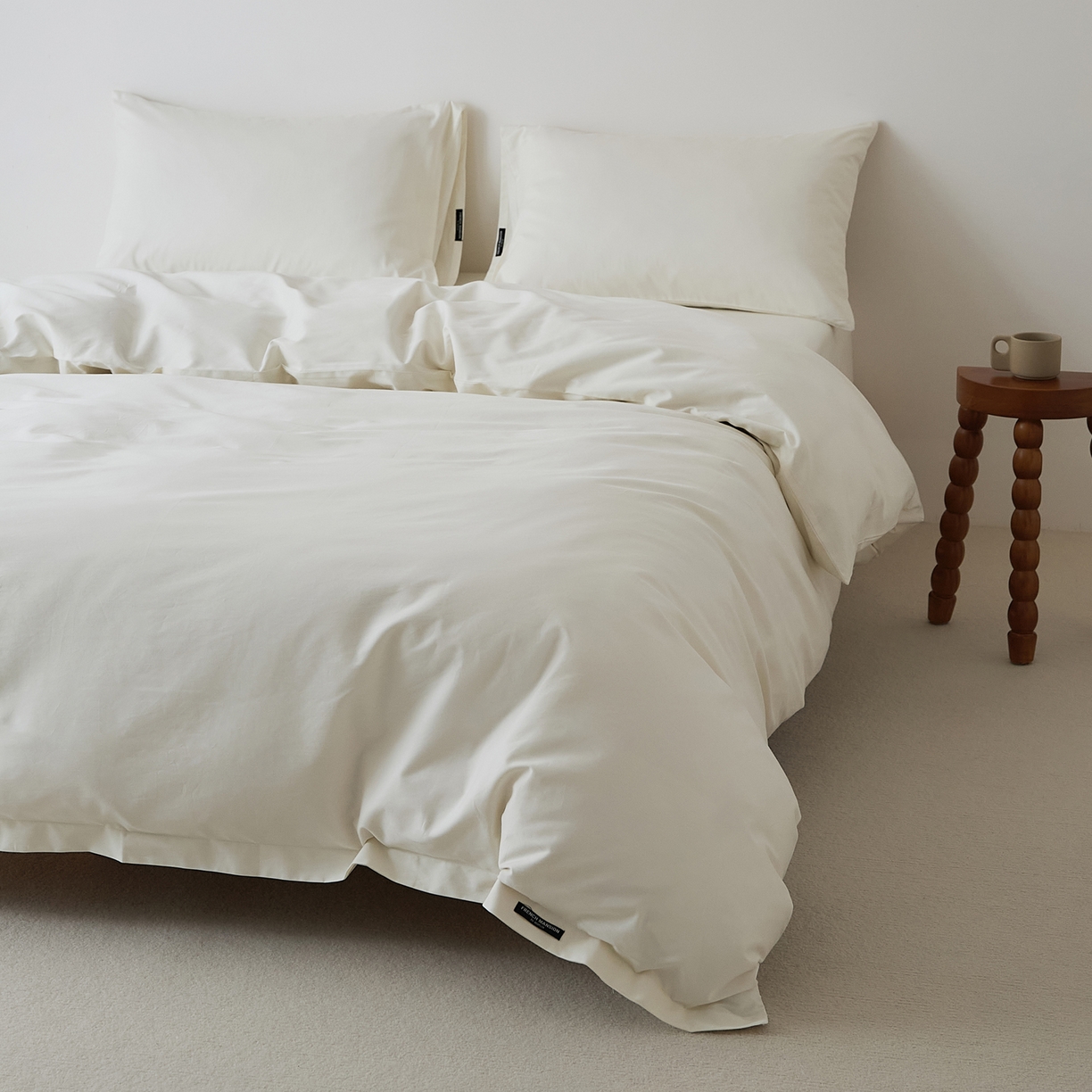 91家纺网 家纺一手货源 找家纺 EH家居 2025新款全棉磨毛纯色单被套-云栖系列 云栖-羽白