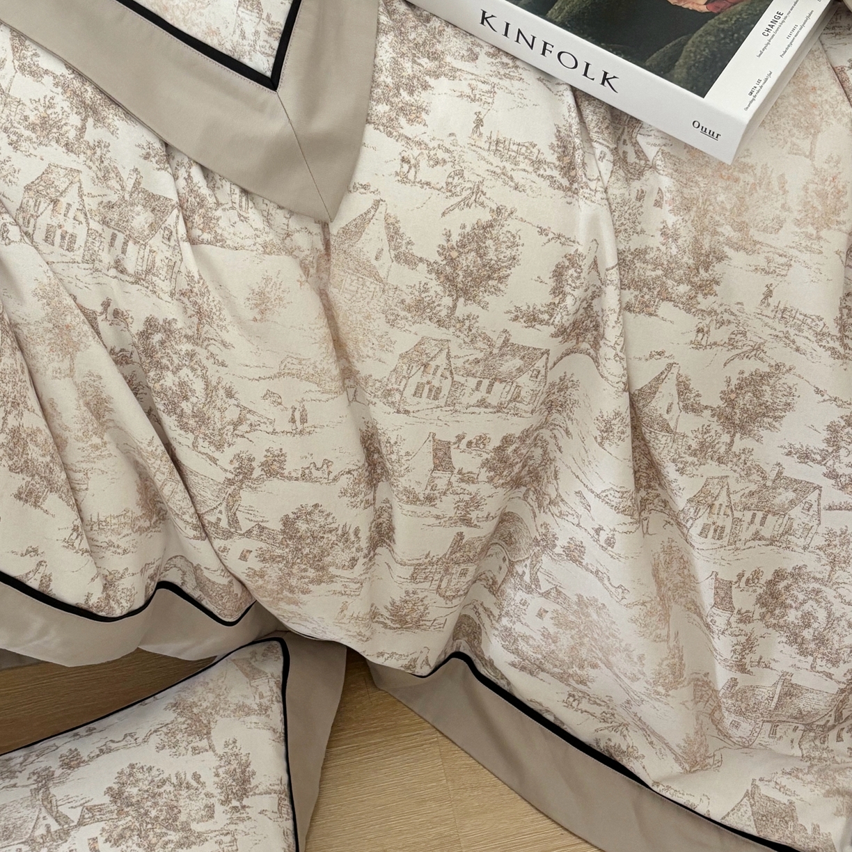 91家纺网 家纺一手货源 找家纺 （总）嘉汀兰2025新款全棉臻品磨毛轻奢时尚秋冬加厚四件套-拼角款