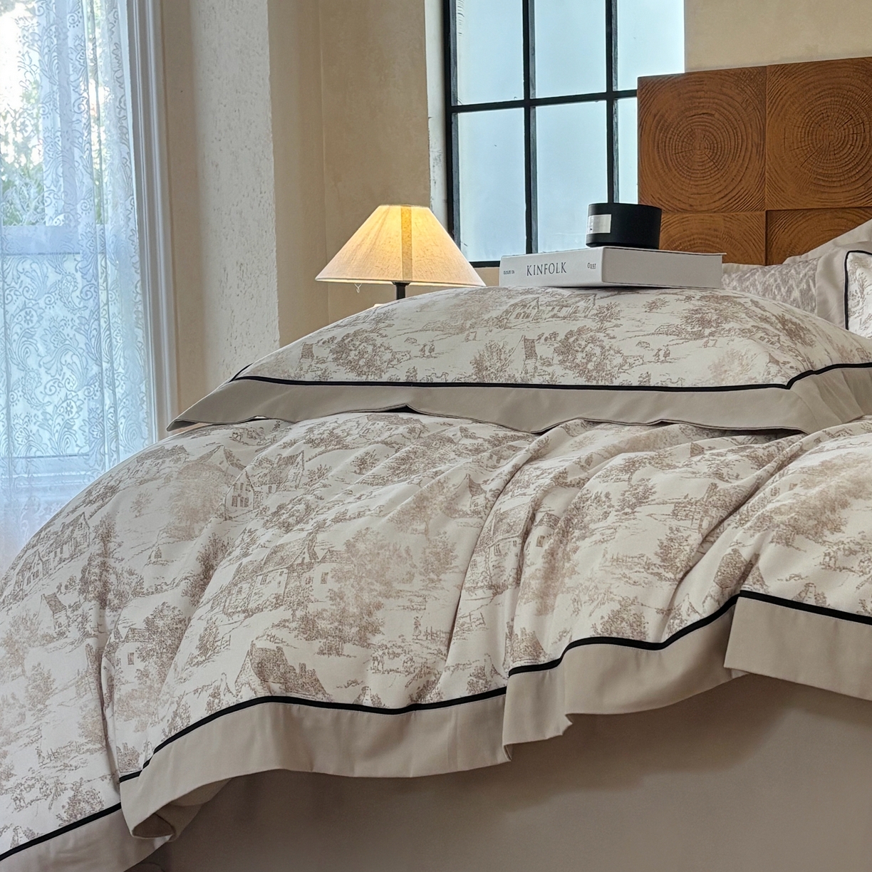 91家纺网 家纺一手货源 找家纺 （总）嘉汀兰2025新款全棉臻品磨毛轻奢时尚秋冬加厚四件套-拼角款