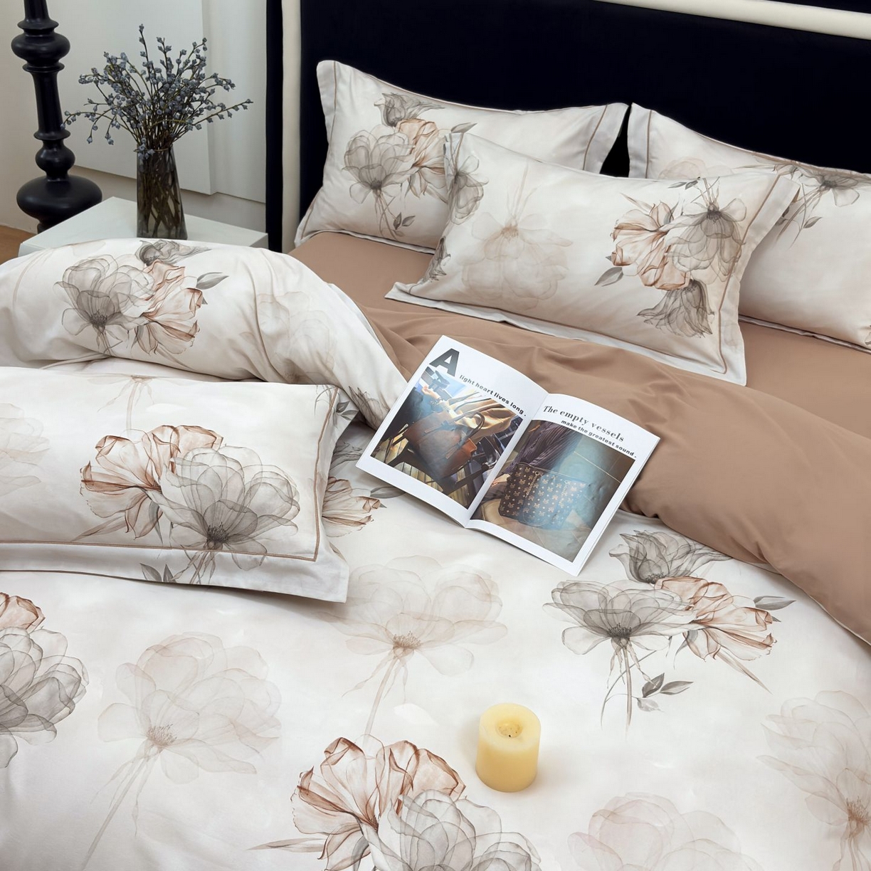 91家纺网 家纺一手货源 找家纺 未来家居 2025新款焕新南疆秋冬全棉加厚磨毛纯色印花四件套 悠然-咖