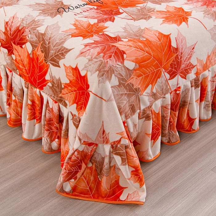 91家纺网 家纺一手货源 找家纺 羽梦2025新款8.5斤牛奶法莱绒金貂法兰绒四件套直播爆款枫叶情