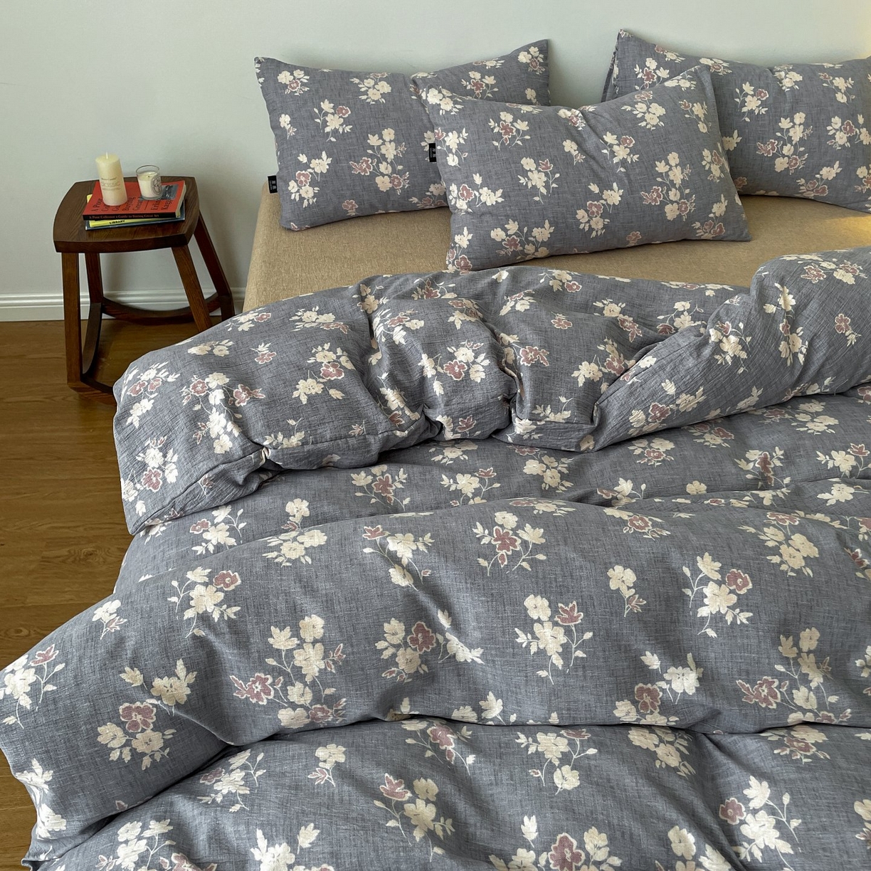 91家纺网 家纺一手货源 找家纺 梦纤绒 2025秋冬新款A类高克重亚麻复古诧季风原麻系列四件套 夕颜