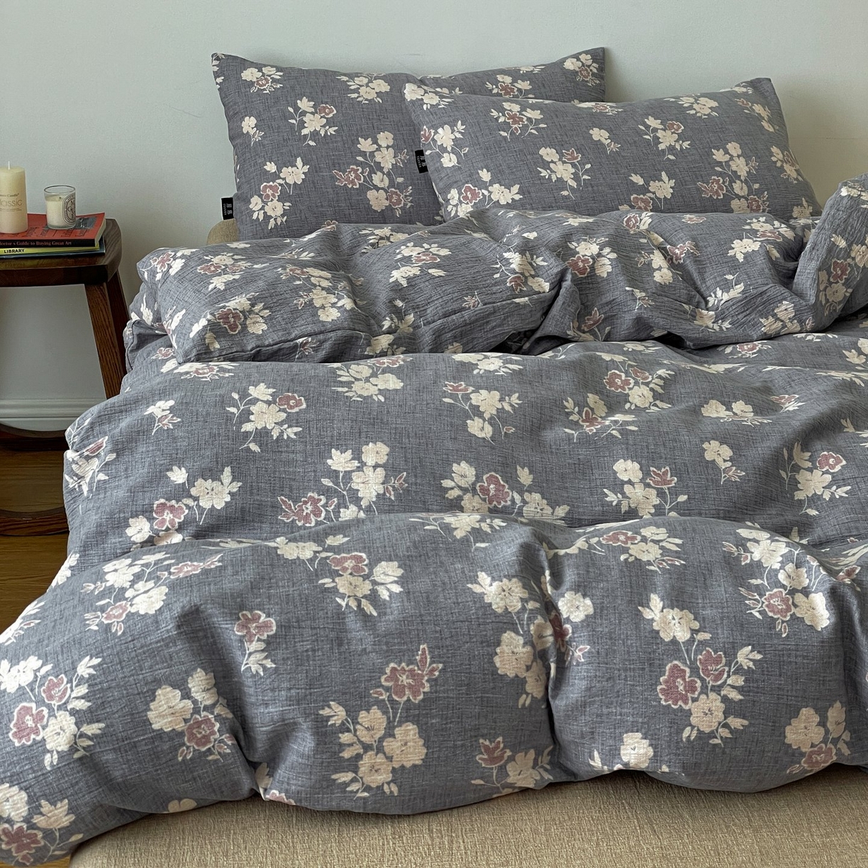 91家纺网 家纺一手货源 找家纺 梦纤绒 2025秋冬新款A类高克重亚麻复古诧季风原麻系列四件套 夕颜