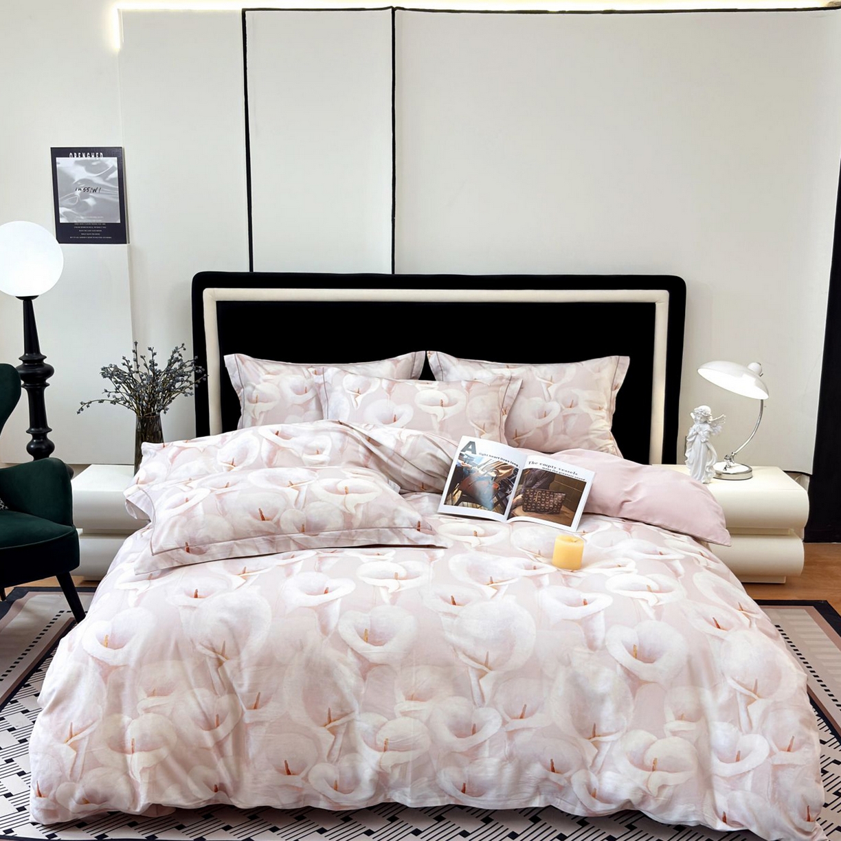 未来家居 2025新款焕新南疆秋冬全棉加厚磨毛纯色印花四件套 朝花夕拾-豆沙