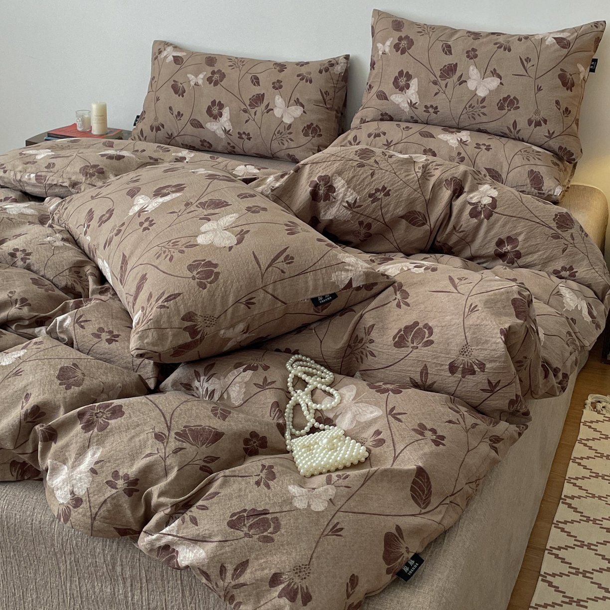 91家纺网 家纺一手货源 找家纺 梦纤绒 2025秋冬新款A类高克重亚麻复古诧季风原麻系列四件套 晓梦