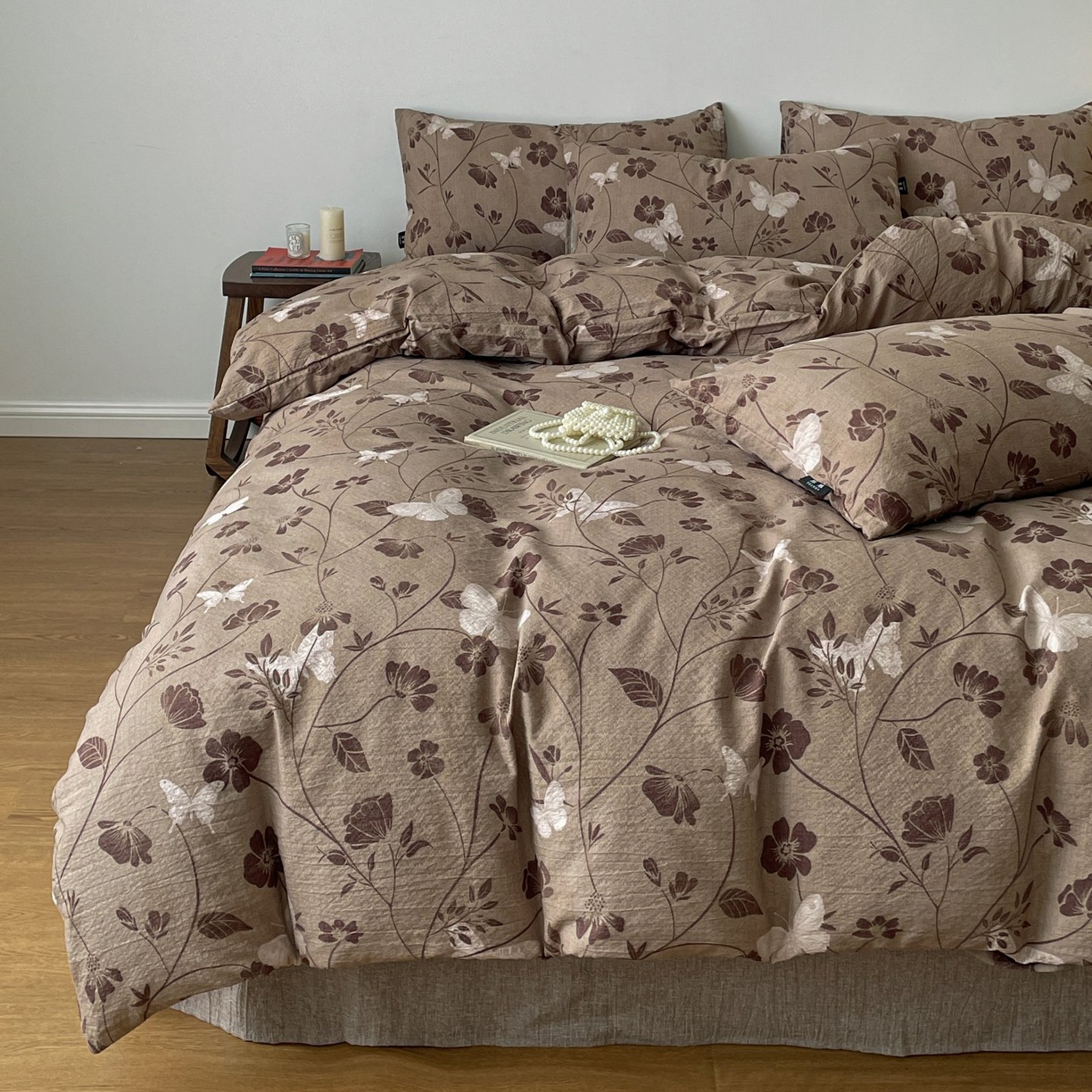 91家纺网 家纺一手货源 找家纺 梦纤绒 2025秋冬新款A类高克重亚麻复古诧季风原麻系列四件套 晓梦