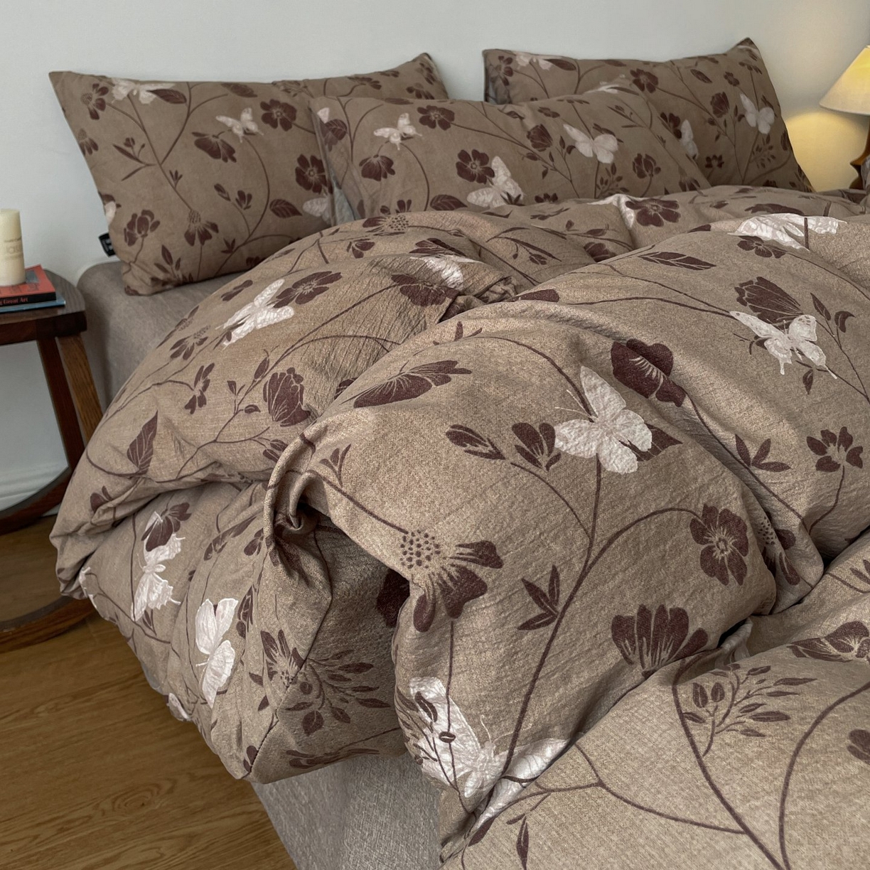 91家纺网 家纺一手货源 找家纺 梦纤绒 2025秋冬新款A类高克重亚麻复古诧季风原麻系列四件套 晓梦