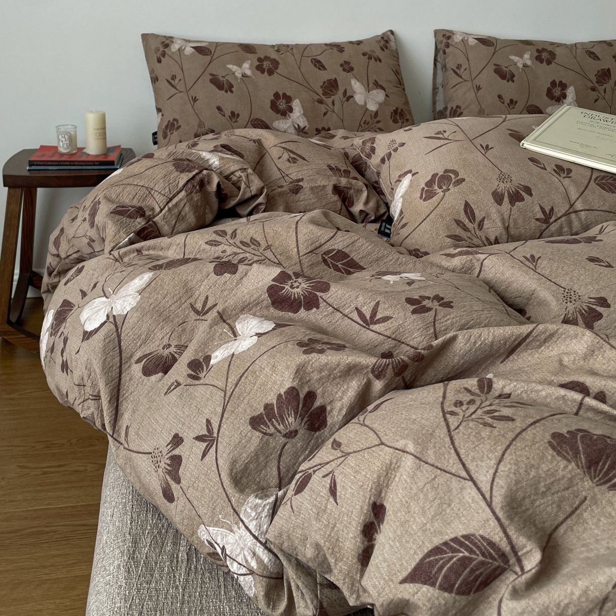 91家纺网 家纺一手货源 找家纺 梦纤绒 2025秋冬新款A类高克重亚麻复古诧季风原麻系列四件套 晓梦