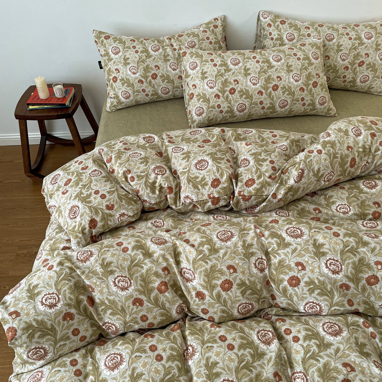 91家纺网 家纺一手货源 找家纺 梦纤绒 2025秋冬新款A类高克重亚麻复古诧季风原麻系列四件套 夜莺之歌