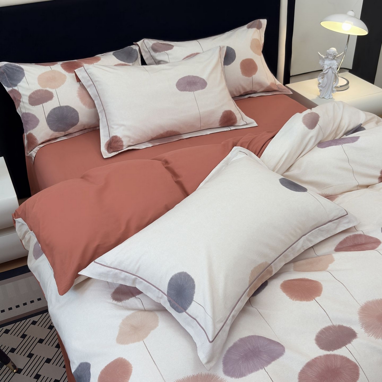 91家纺网 家纺一手货源 找家纺 未来家居 2025新款焕新南疆秋冬全棉加厚磨毛纯色印花四件套 蒸蒸日上-红