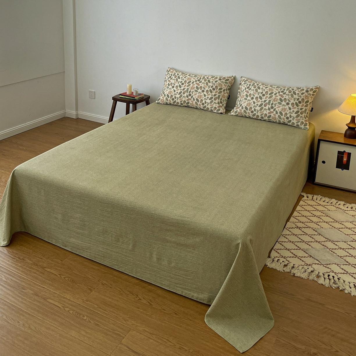 91家纺网 家纺一手货源 找家纺 梦纤绒 2025秋冬新款A类高克重亚麻复古诧季风原麻系列四件套 伊芙琳