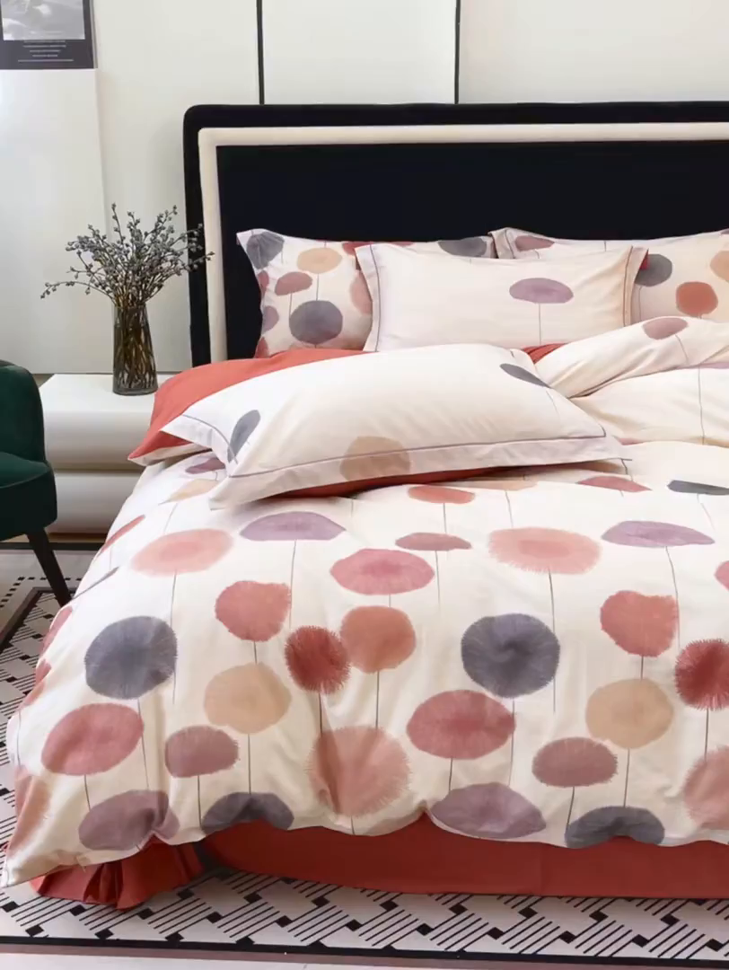 91家纺网 家纺一手货源 找家纺 未来家居 2025新款焕新南疆秋冬全棉加厚磨毛纯色印花四件套 蒸蒸日上-红