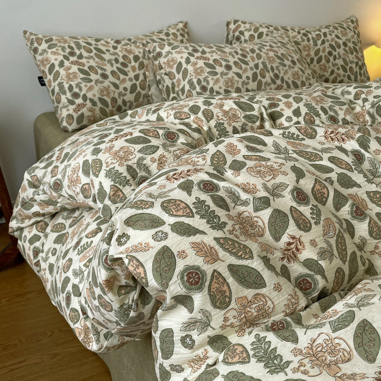 91家纺网 家纺一手货源 找家纺 梦纤绒 2025秋冬新款A类高克重亚麻复古诧季风原麻系列四件套 伊芙琳