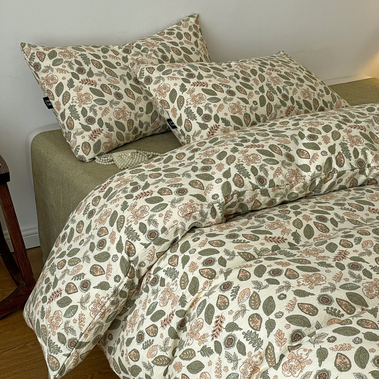 91家纺网 家纺一手货源 找家纺 梦纤绒 2025秋冬新款A类高克重亚麻复古诧季风原麻系列四件套 伊芙琳