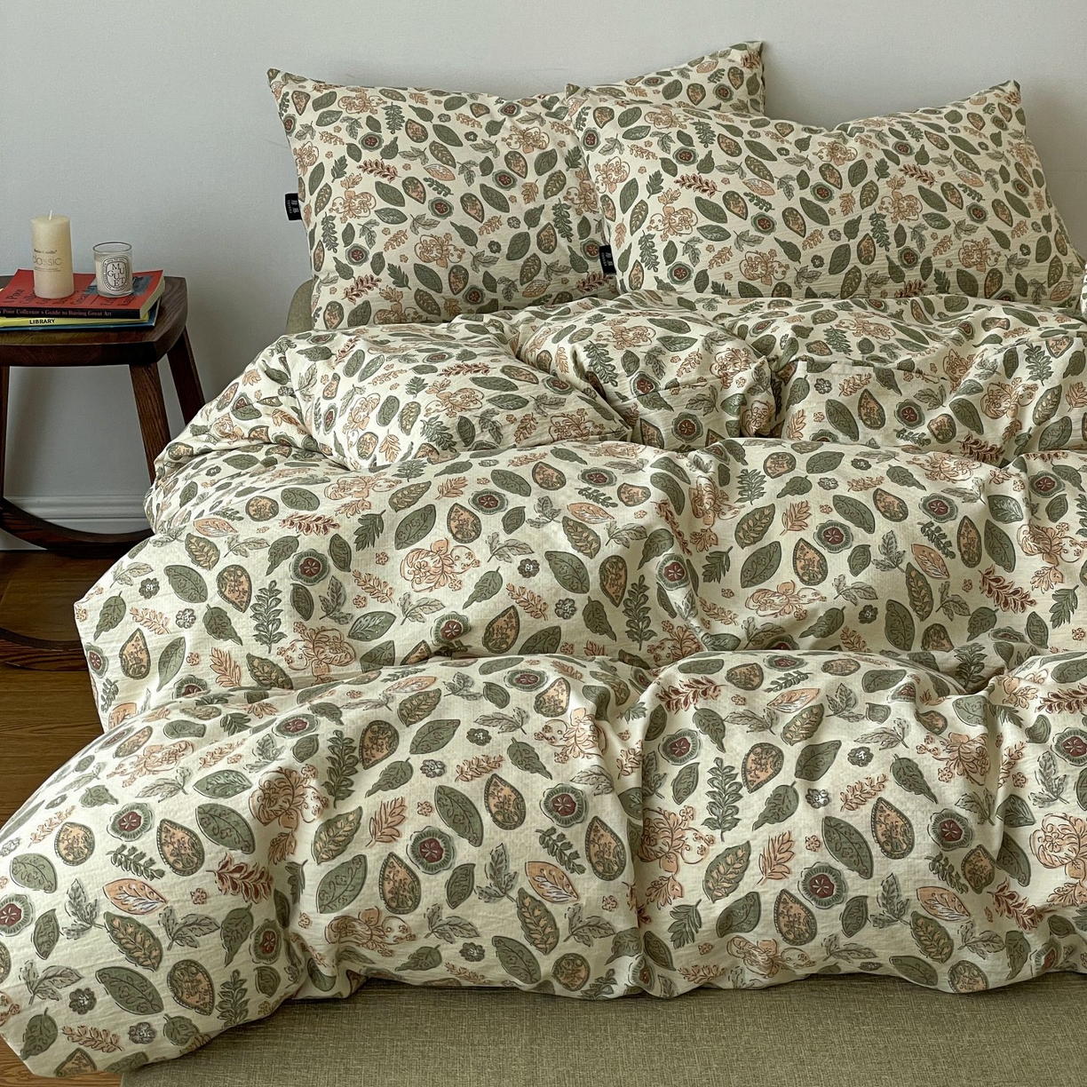 91家纺网 家纺一手货源 找家纺 梦纤绒 2025秋冬新款A类高克重亚麻复古诧季风原麻系列四件套 伊芙琳