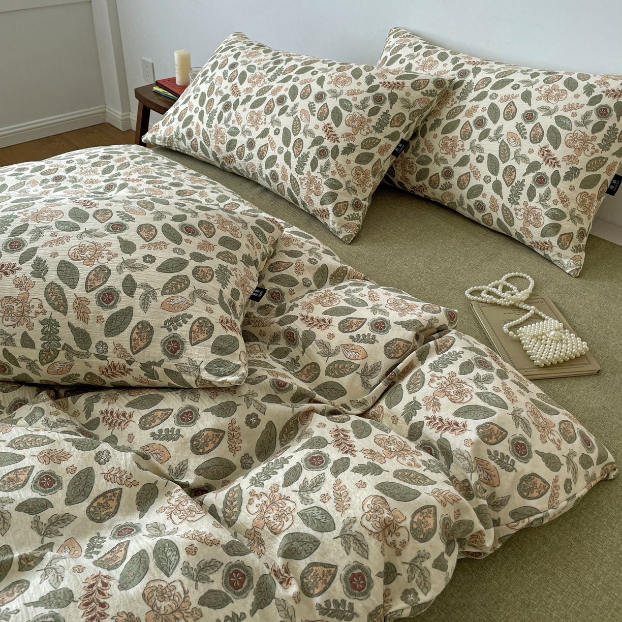 91家纺网 家纺一手货源 找家纺 梦纤绒 2025秋冬新款A类高克重亚麻复古诧季风原麻系列四件套 伊芙琳