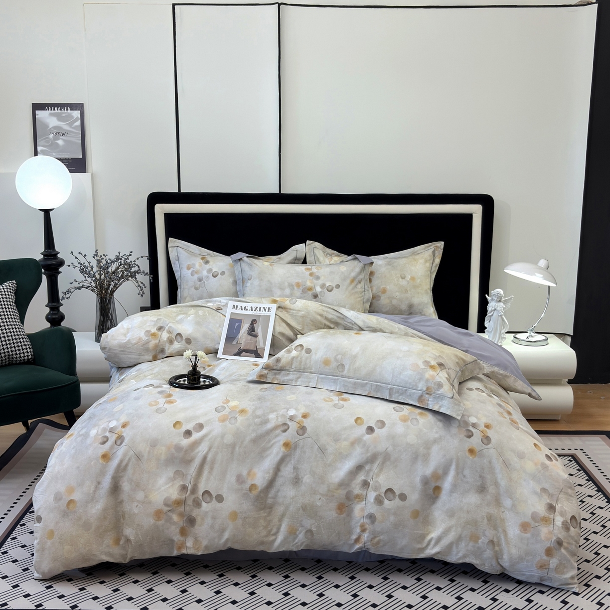 未来家居 2025新款焕新南疆秋冬全棉加厚磨毛纯色印花四件套 知薇-灰