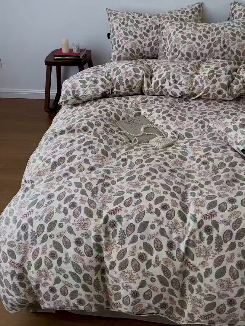 91家纺网 家纺一手货源 找家纺 梦纤绒 2025秋冬新款A类高克重亚麻复古诧季风原麻系列四件套 伊芙琳