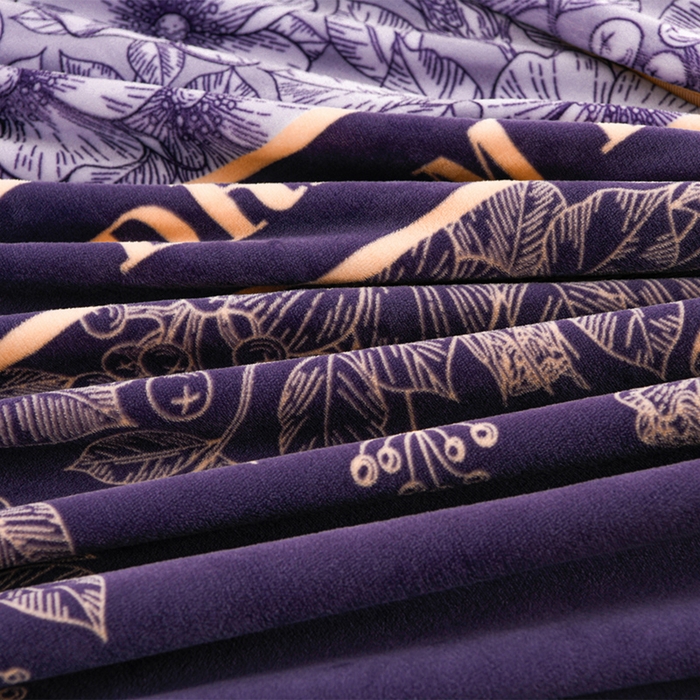 91家纺网 家纺一手货源 找家纺 羽梦2025新款8.5斤牛奶法莱绒金貂法兰绒四件套直播爆款花娇百媚-灰