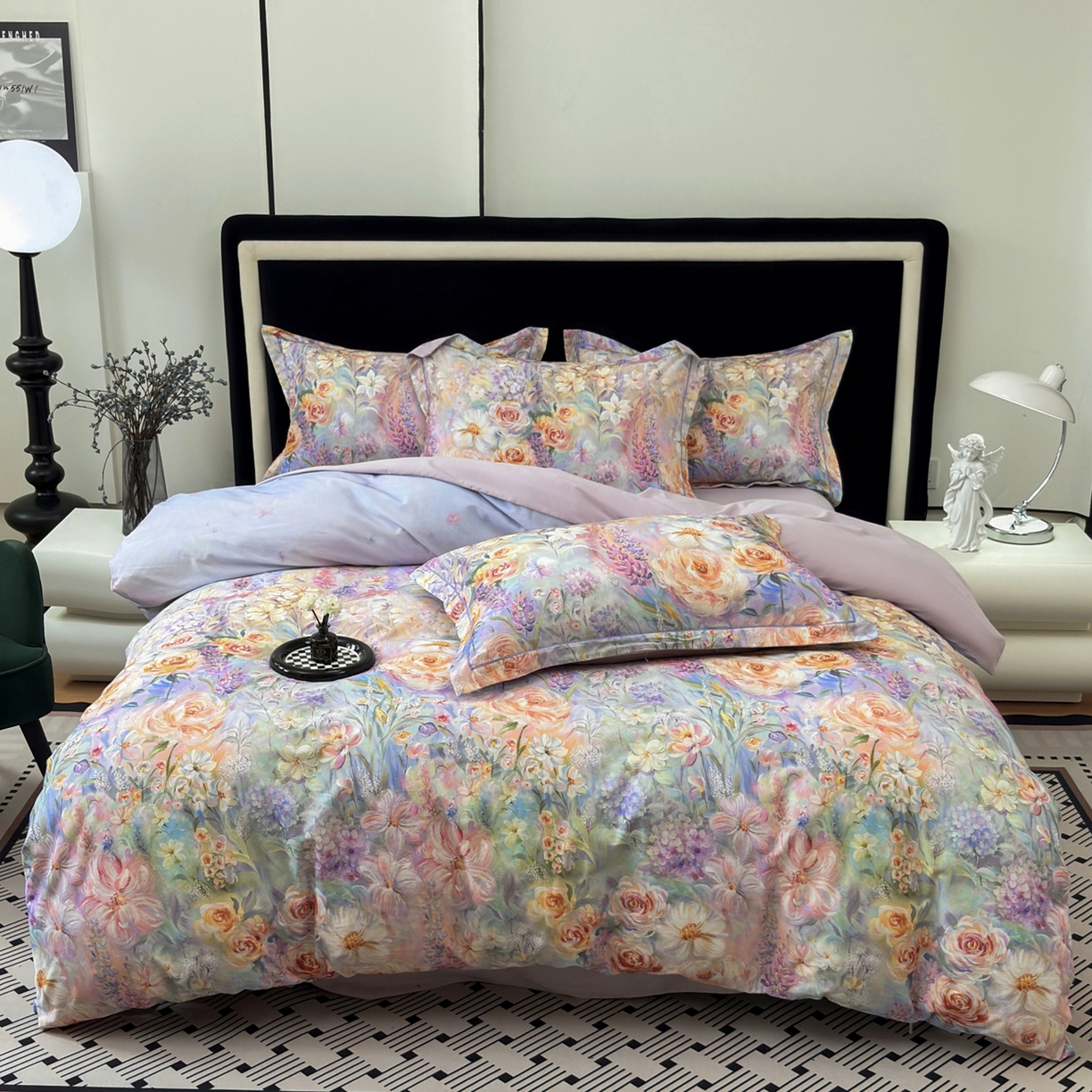 未来家居 2025新款焕新南疆秋冬全棉加厚磨毛纯色印花四件套 花汀月-紫