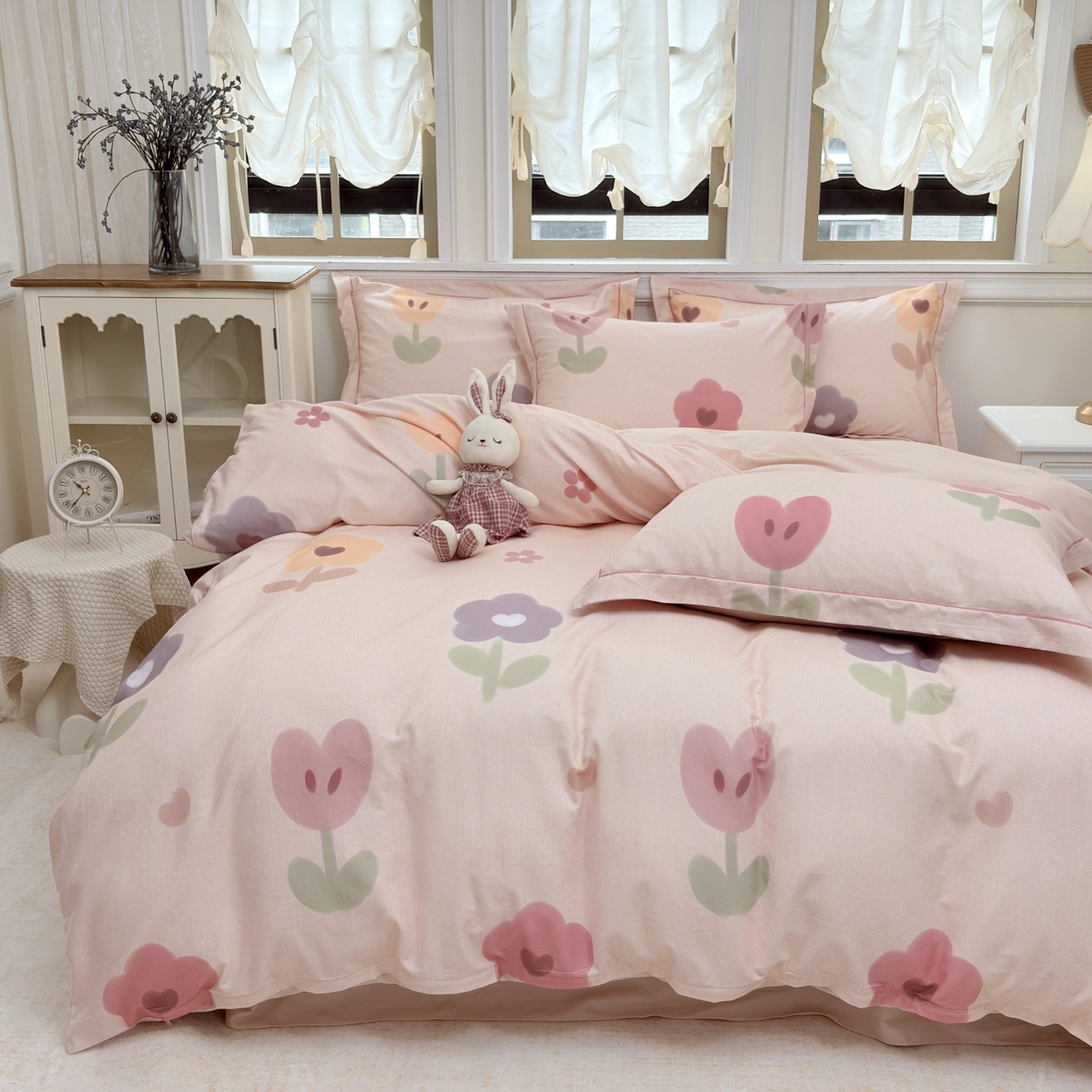 91家纺网 家纺一手货源 找家纺 未来家居 2025新款焕新南疆秋冬全棉加厚磨毛纯色印花四件套 乐滢