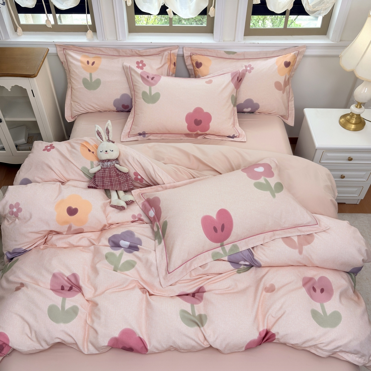 91家纺网 家纺一手货源 找家纺 未来家居 2025新款焕新南疆秋冬全棉加厚磨毛纯色印花四件套 乐滢