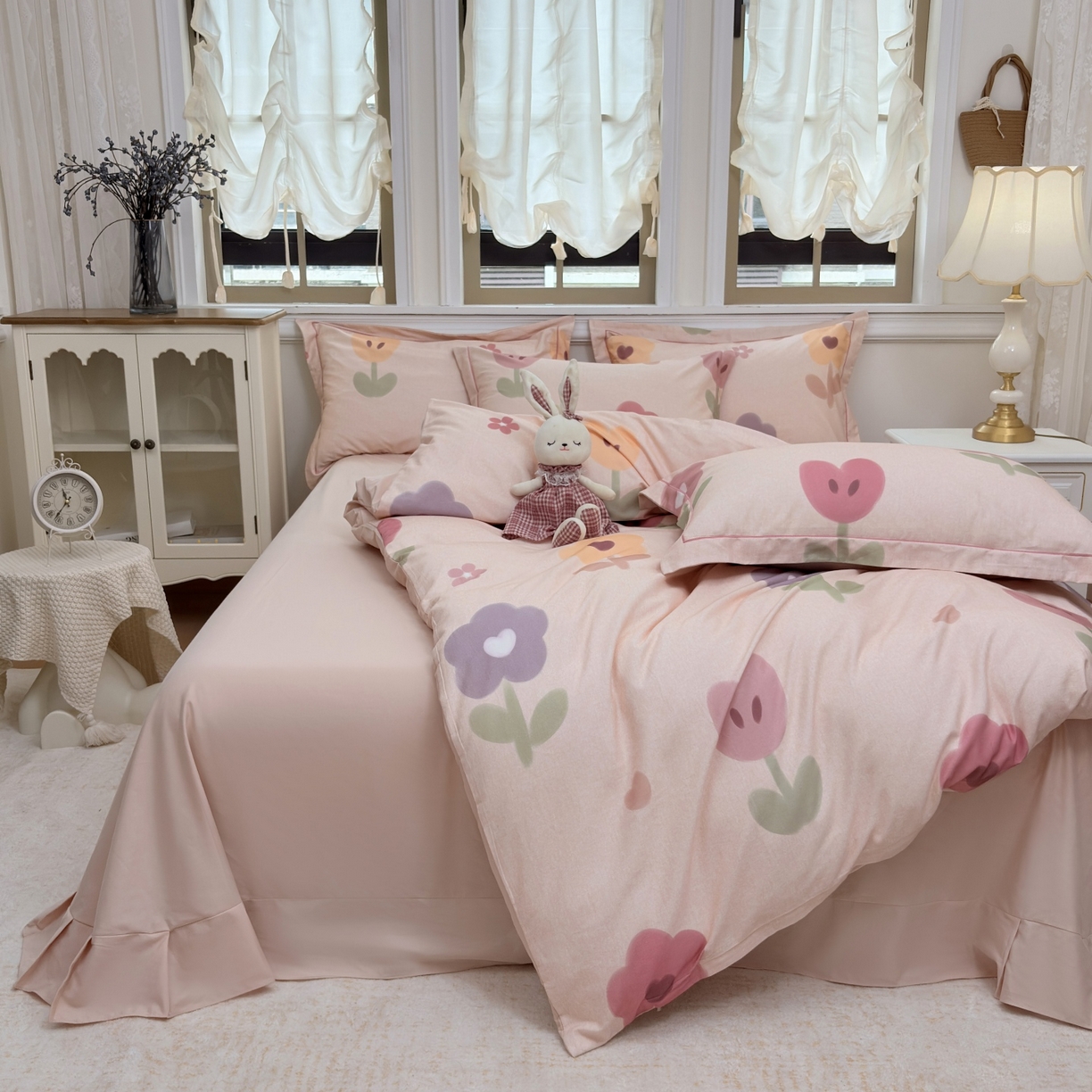 91家纺网 家纺一手货源 找家纺 未来家居 2025新款焕新南疆秋冬全棉加厚磨毛纯色印花四件套 乐滢