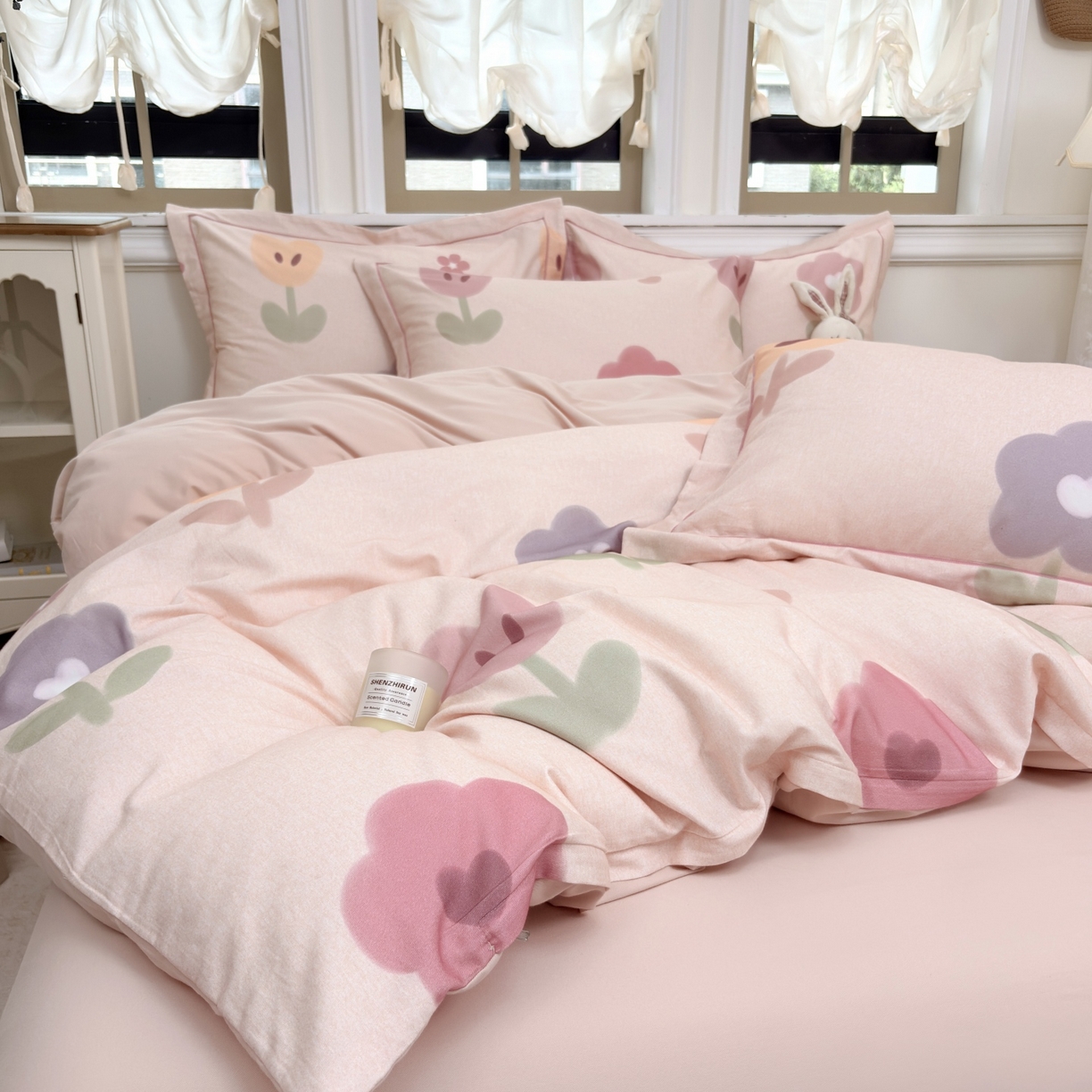 91家纺网 家纺一手货源 找家纺 未来家居 2025新款焕新南疆秋冬全棉加厚磨毛纯色印花四件套 乐滢