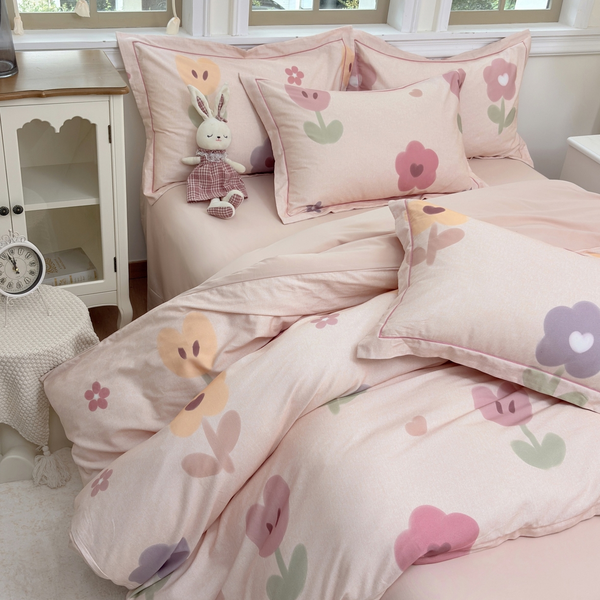 91家纺网 家纺一手货源 找家纺 未来家居 2025新款焕新南疆秋冬全棉加厚磨毛纯色印花四件套 乐滢