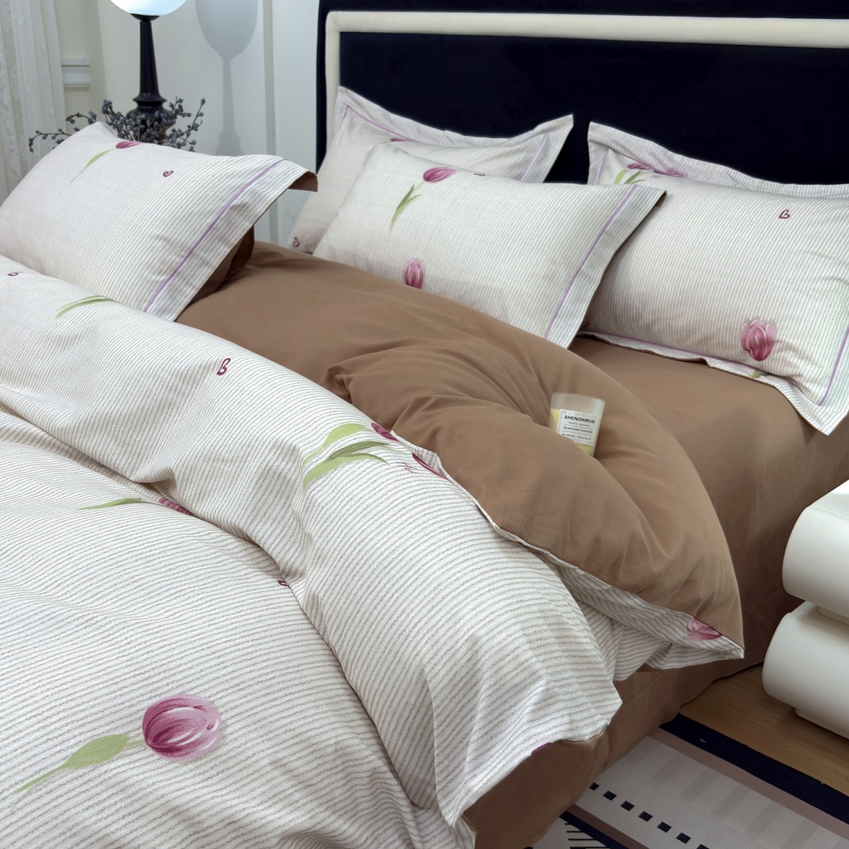 91家纺网 家纺一手货源 找家纺 未来家居 2025新款焕新南疆秋冬全棉加厚磨毛纯色印花四件套 欣怡-粉