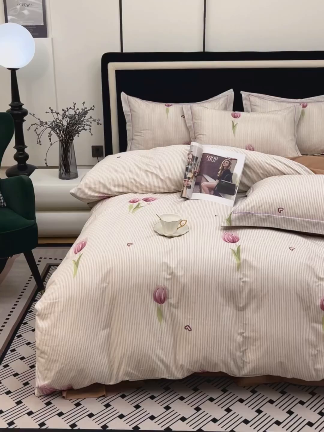 91家纺网 家纺一手货源 找家纺 未来家居 2025新款焕新南疆秋冬全棉加厚磨毛纯色印花四件套 欣怡-粉