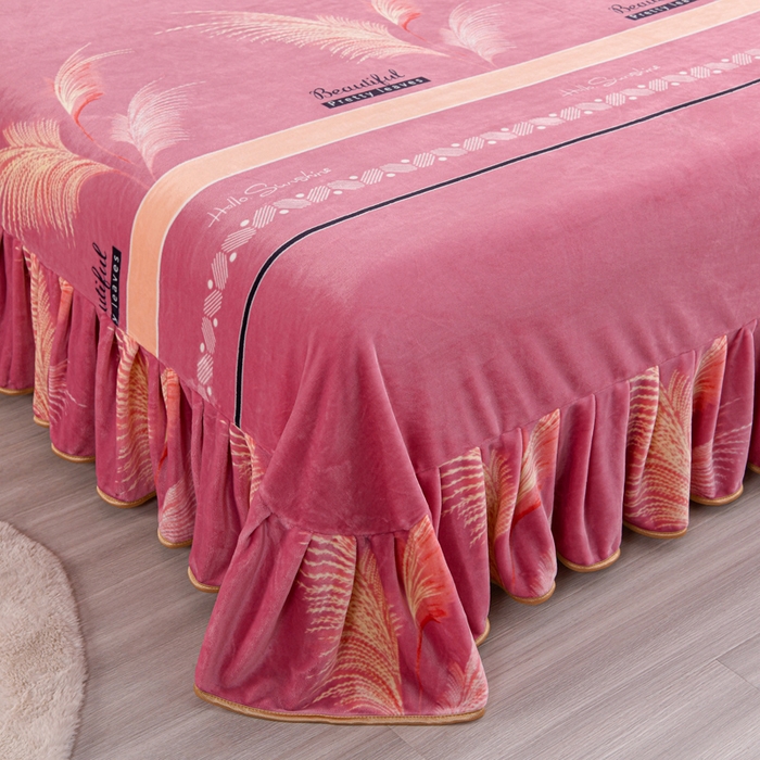 91家纺网 家纺一手货源 找家纺 羽梦2025新款8.5斤牛奶法莱绒金貂法兰绒四件套直播爆款梦羽-粉