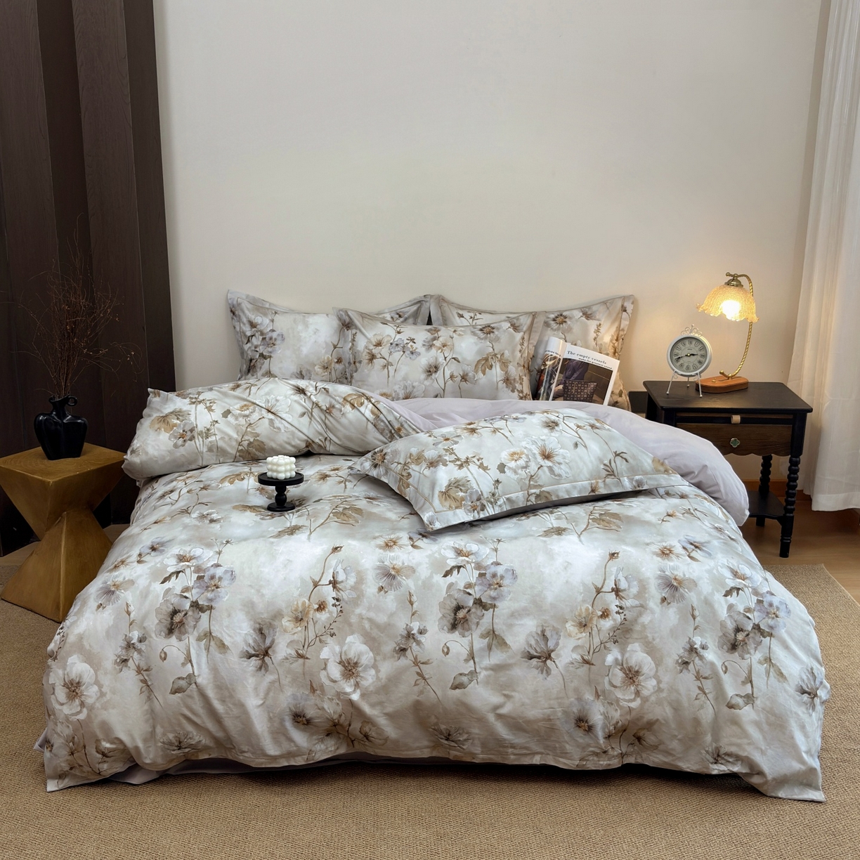 未来家居 2025新款焕新南疆秋冬全棉加厚磨毛纯色印花四件套 春晓-咖