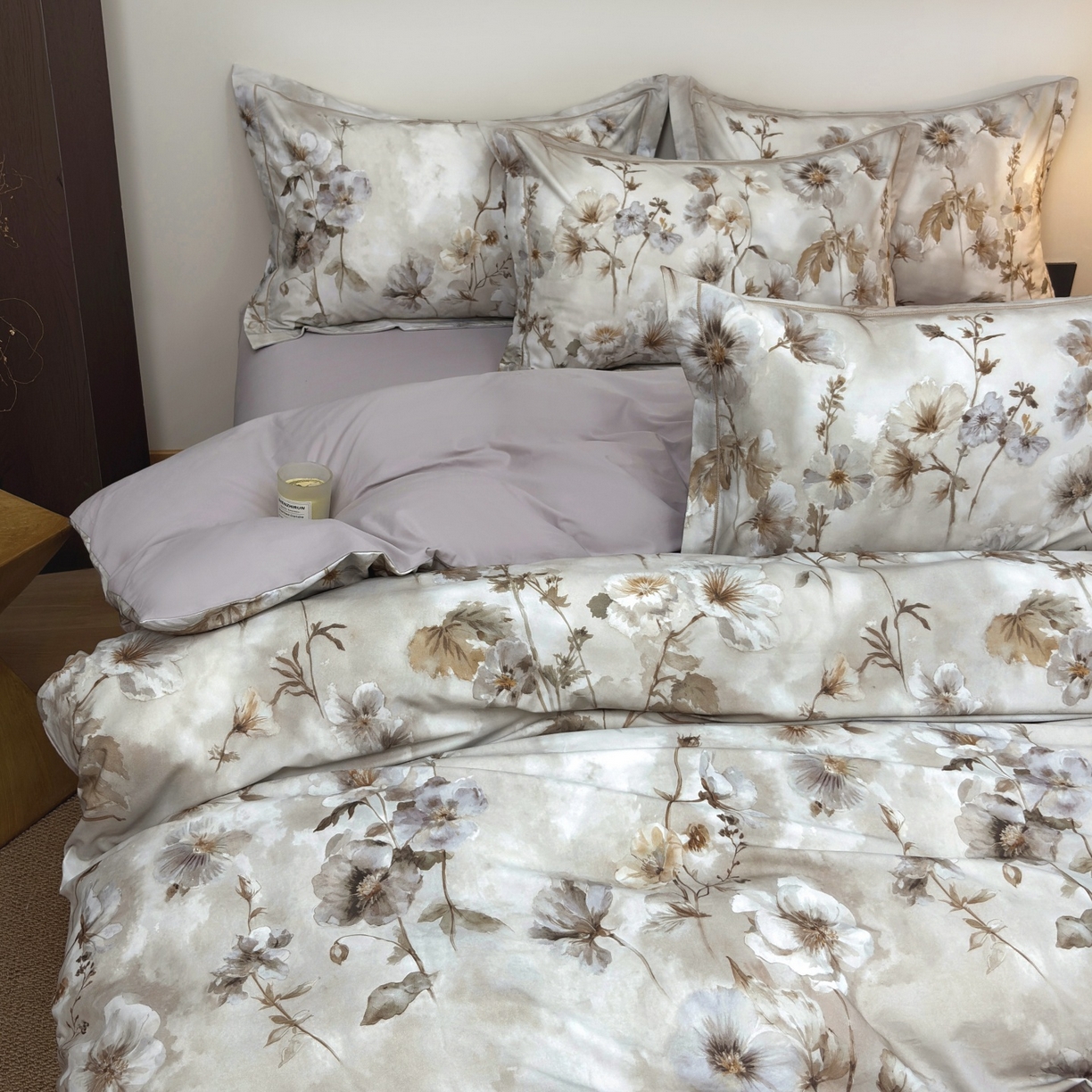 91家纺网 家纺一手货源 找家纺 未来家居 2025新款焕新南疆秋冬全棉加厚磨毛纯色印花四件套 春晓-咖