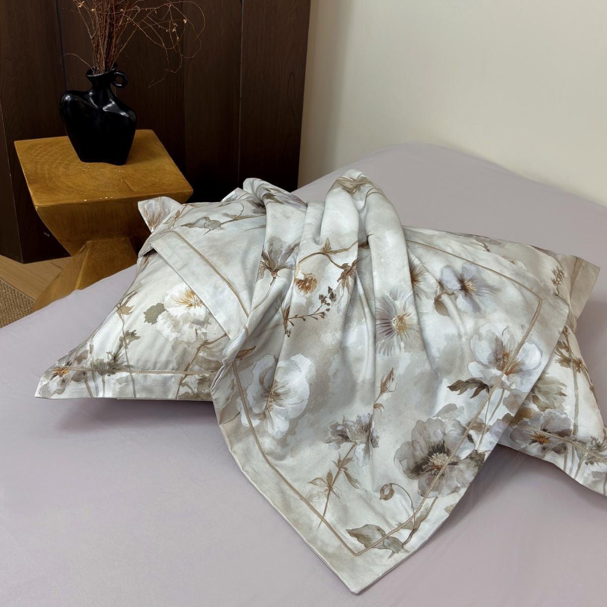 91家纺网 家纺一手货源 找家纺 未来家居 2025新款焕新南疆秋冬全棉加厚磨毛纯色印花四件套 春晓-咖