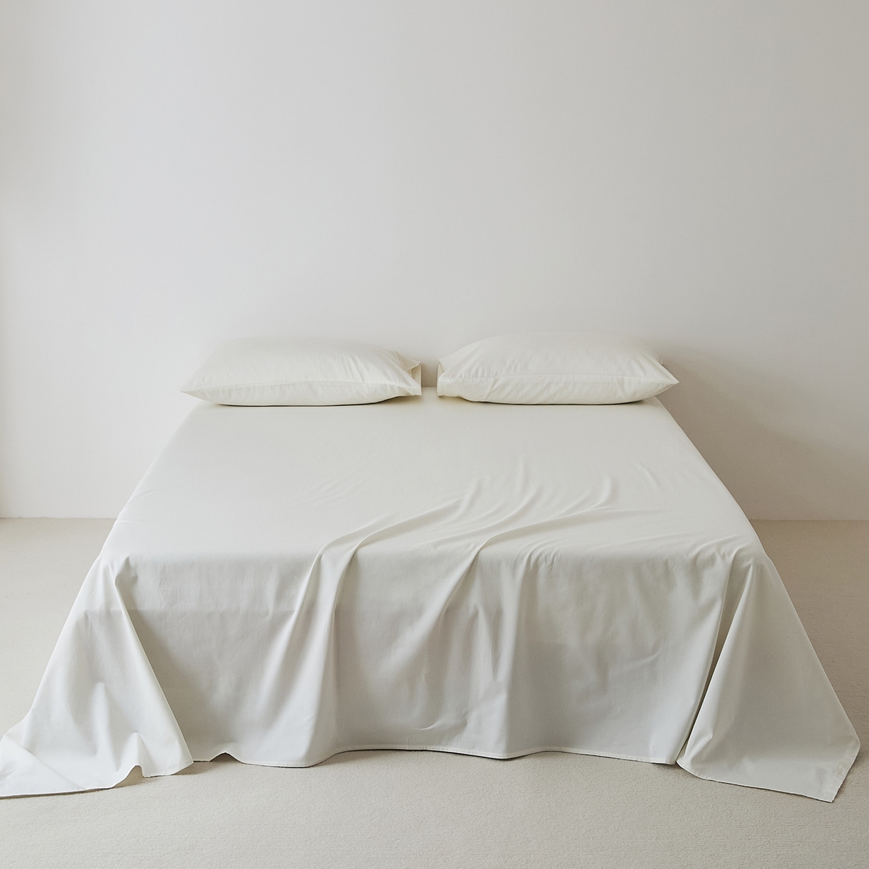 91家纺网 家纺一手货源 找家纺 EH家居 2025新款全棉磨毛纯色单床单-云栖系列 羽白