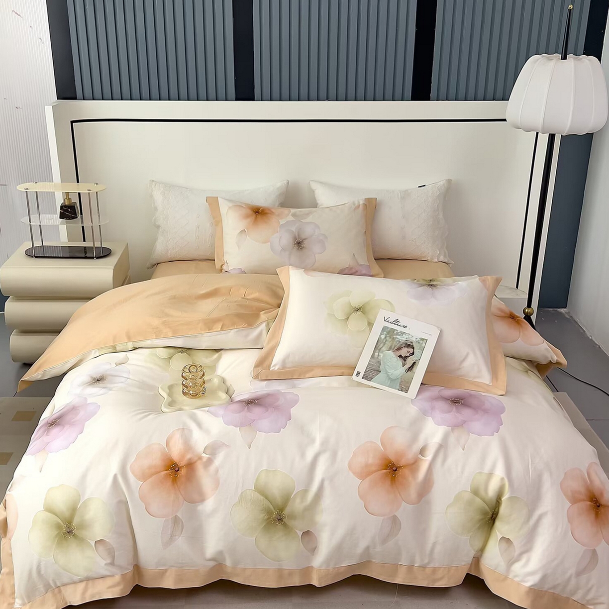 91家纺网 家纺一手货源 找家纺 （总）未来家居 2025秋冬新款全棉超柔磨毛拼角宽边工艺款四件套