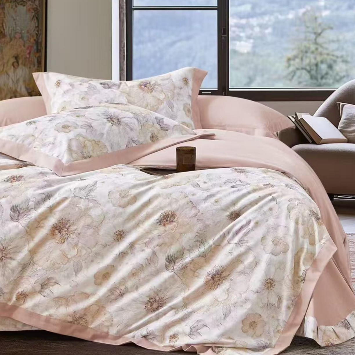 91家纺网 家纺一手货源 找家纺 （总）未来家居 2025秋冬新款全棉超柔磨毛拼角宽边工艺款四件套