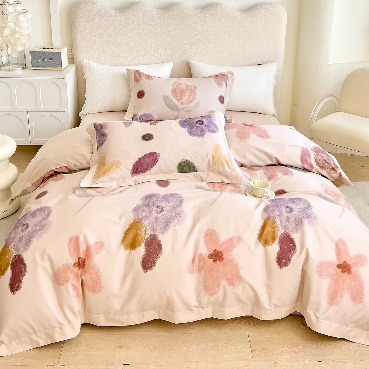 91家纺网 家纺一手货源 找家纺 （总）未来家居 2025秋冬新款全棉超柔磨毛拼角宽边工艺款四件套