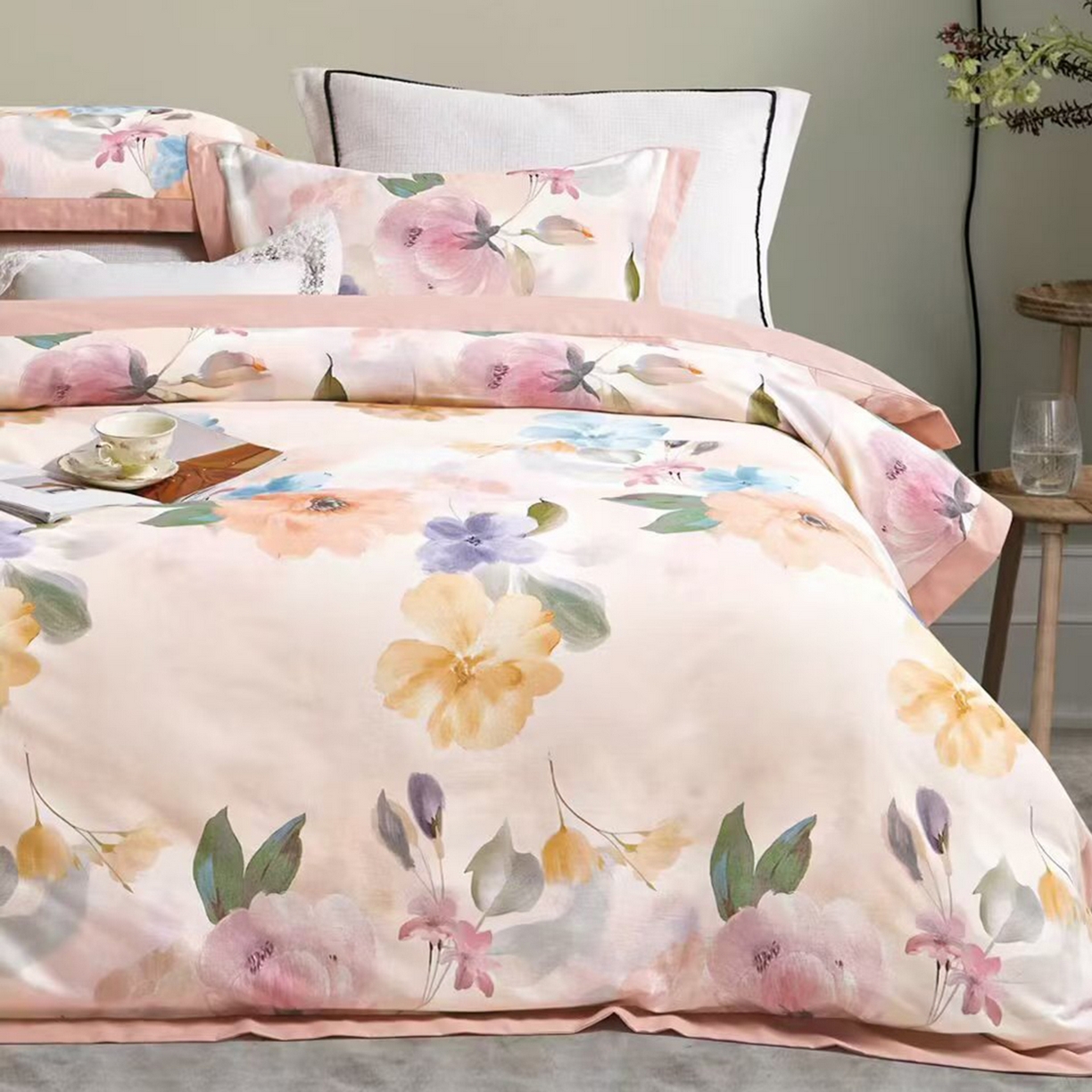 91家纺网 家纺一手货源 找家纺 （总）未来家居 2025秋冬新款全棉超柔磨毛拼角宽边工艺款四件套