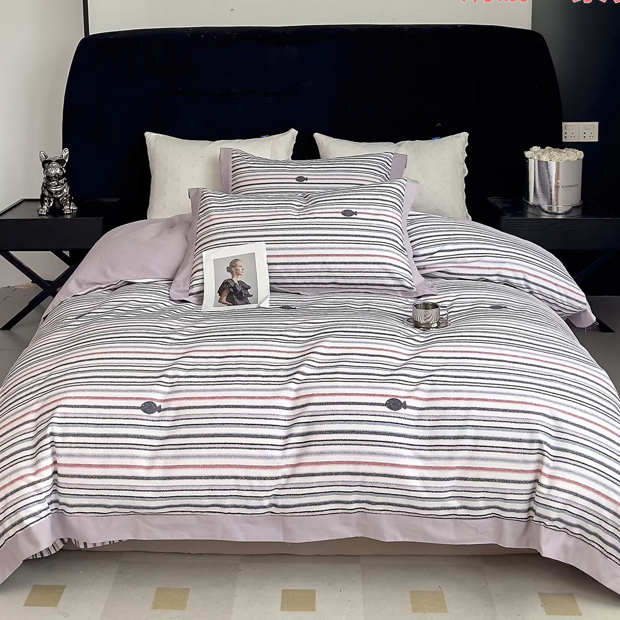 91家纺网 家纺一手货源 找家纺 （总）未来家居 2025秋冬新款全棉超柔磨毛拼角宽边工艺款四件套