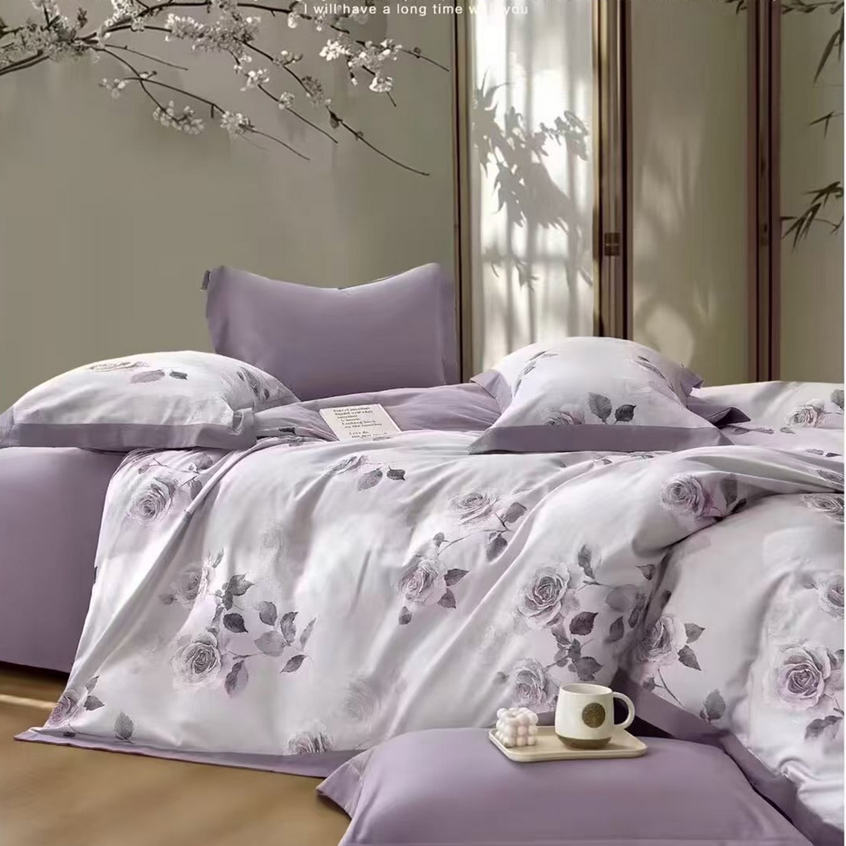 91家纺网 家纺一手货源 找家纺 （总）未来家居 2025秋冬新款全棉超柔磨毛拼角宽边工艺款四件套